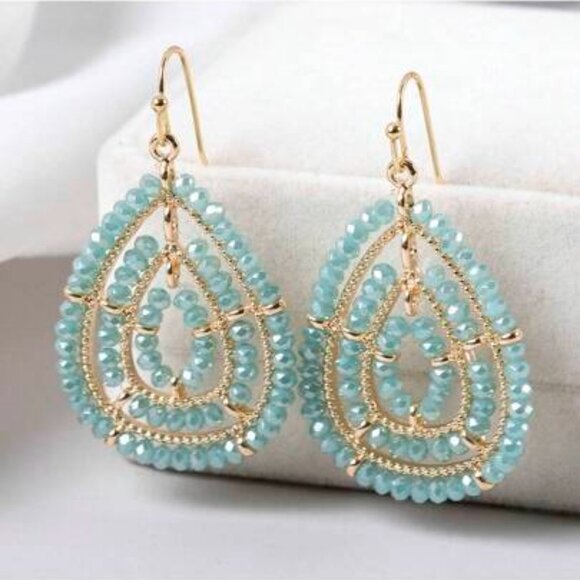 New High-End Luxury Colored Glass Bead Teardrop Shaped Vintage Bohemian - Picture 2 of 3